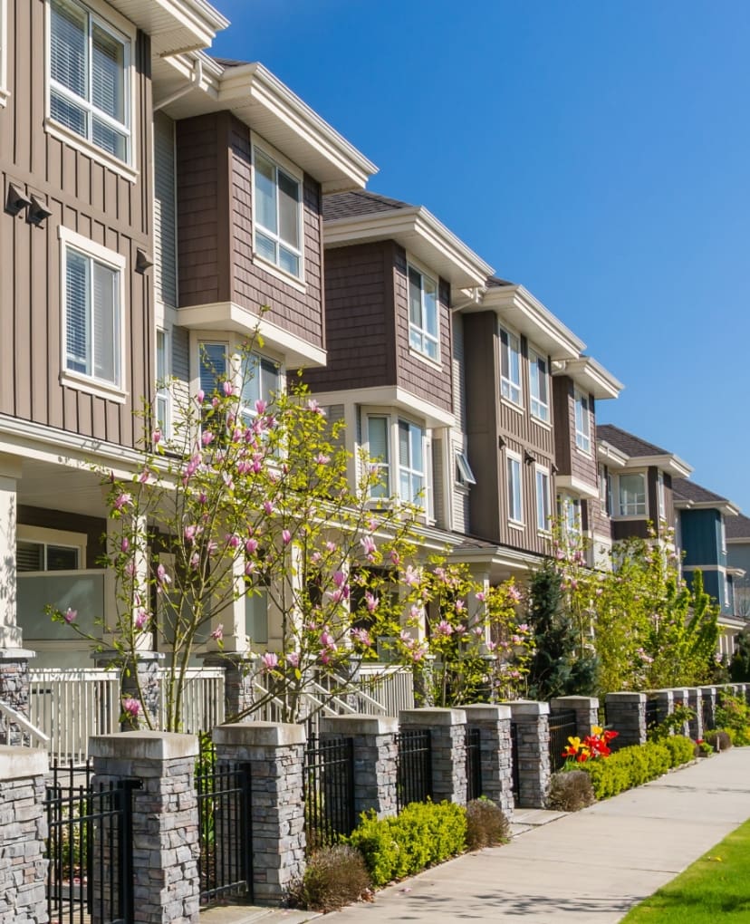 Townhome community with sidewalk in Charlotte, NC